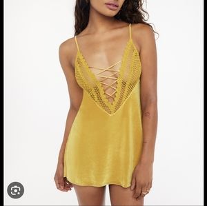Deep v velvet slip dress